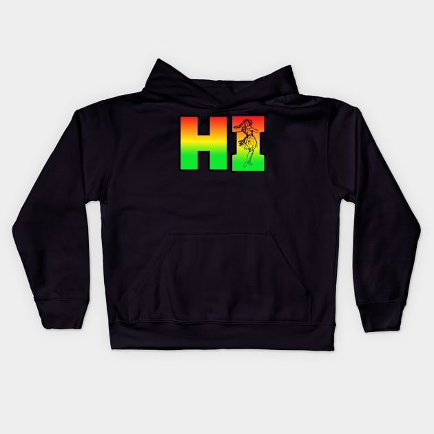 Hawaii Hawaiian Hi Rasta colors hula girl Kids Hoodie by Coreoceanart